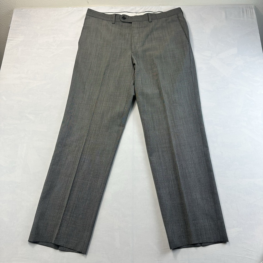 Riviera Men's Gray 100% Wool Dress Pants Size 36R Flat Front